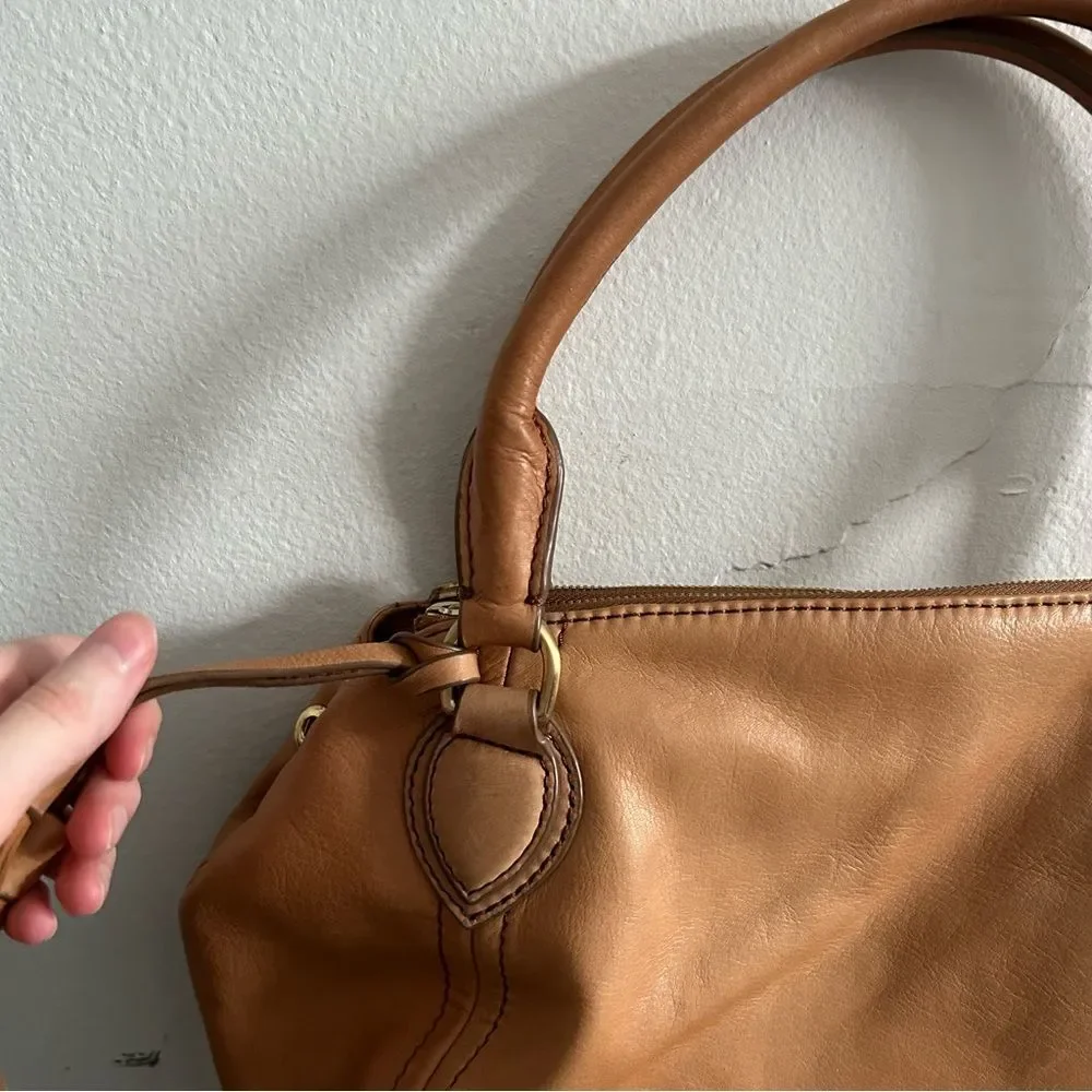 J. Crew Peyton Brown Leather Satchel Crossbody Shoulder Bag Warm Sienna
